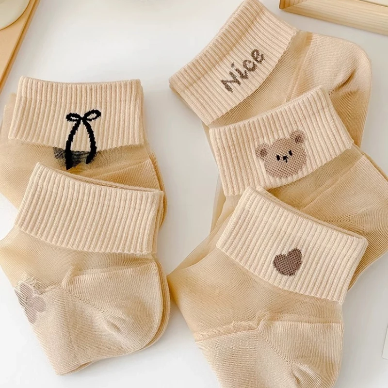 5 pairs Women's summer thin short socks versatile casual simple comfortable sweat absorbing short socks