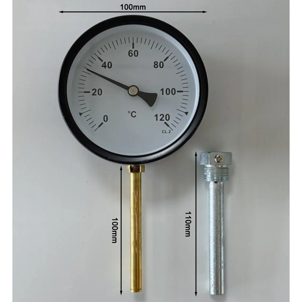 

Bimetallic Thermometer Dial Thermometer 0-120°C With For Immersion Sleeve1/2" Dial Bimetallic Thermometer ﻿