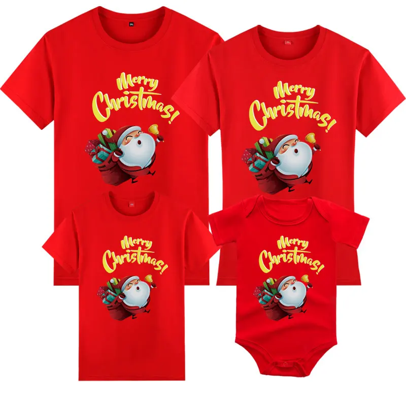 

Christmas Family Matching Clothing Outfits Mother Father Daughter Son Short Sleeve Santa Claus Kids Clothes Clothing T-shirt