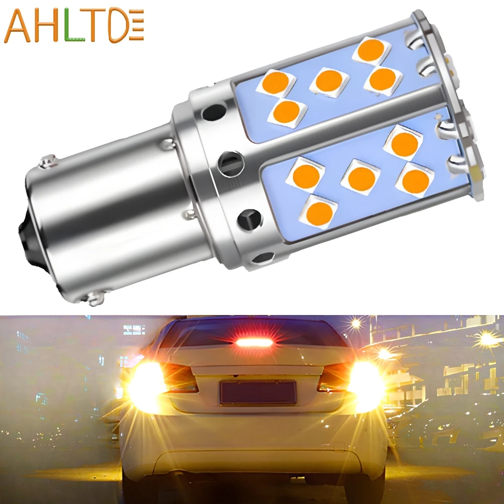 1X P21W LED 1156 BA15S PY21W BAU15S 35SMD Bulb Canbus Free Leds AUTO Lamp License Plate Lights Car Turn Signal Light Amber White