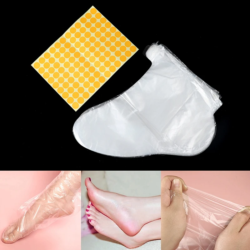 100pcs Universal  Clear Disposable Exfoliating Plastic Foot Mask Bath Liner Foot Pedicure Spa Wax Cover Bag Sock