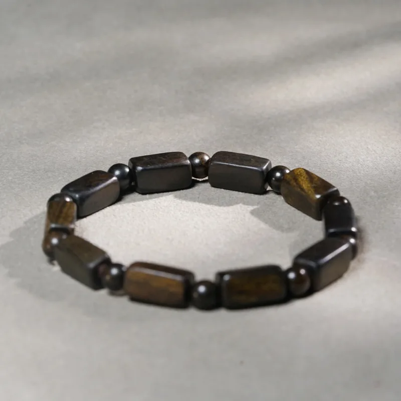 تشن غيباو السكر فصل الخرز DIY دائرة واحدة خشبية طويلة مربع اليد سلسلة الفن سوار للرجال والنساء المجوهرات الخشبية