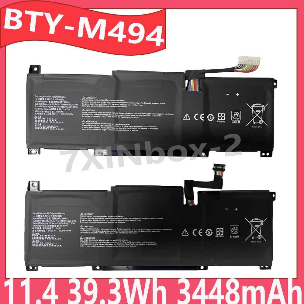 

BTY-M494 11.4V 39.3Wh 3448mAh Laptop Battery For MSI MODERN 14 C11M C12M C12MO 15 A10RB A11M For Mechrevo MR X3 X3-LH01