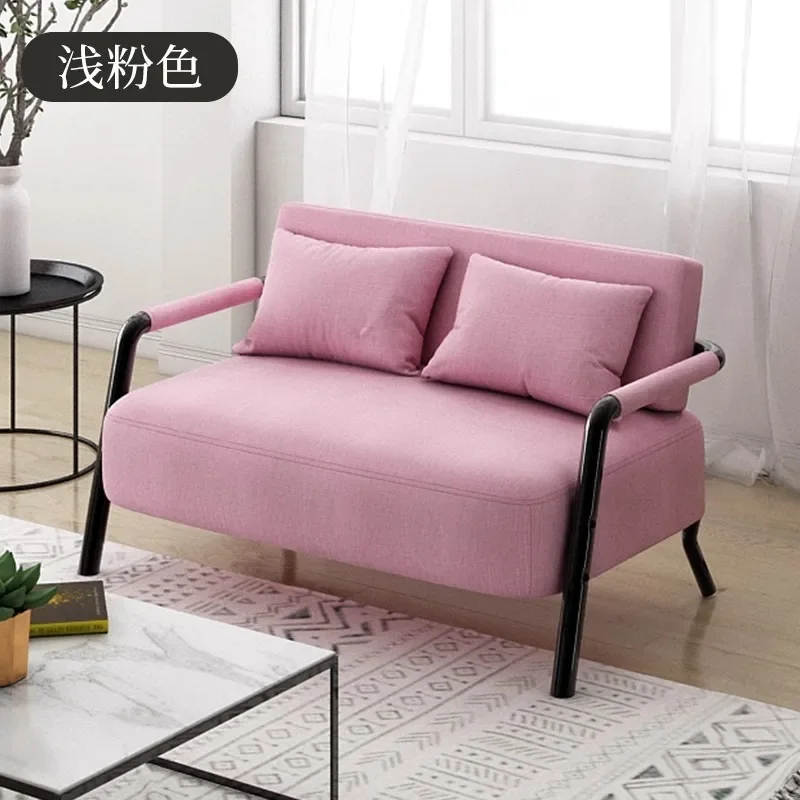 Fabric sofa small apartment modern simple living room wrought iron simple Nordic light luxury rental room single double sofa