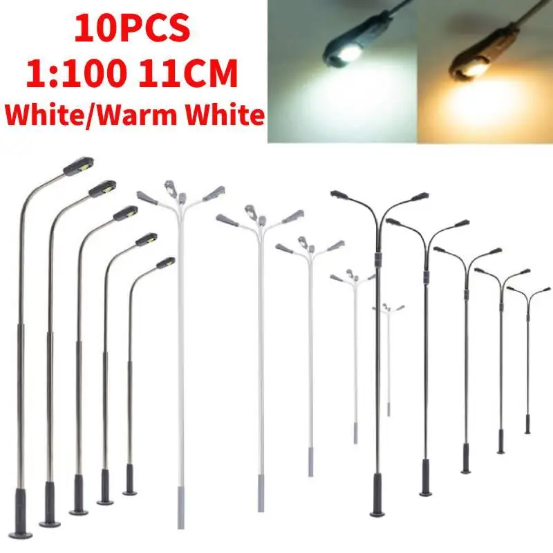 10pcs 1:100 OH Scale Model Railway Light 11cm Single-head/Two-heads/Four-heads LED Micro Landscape Decorative Street Lights