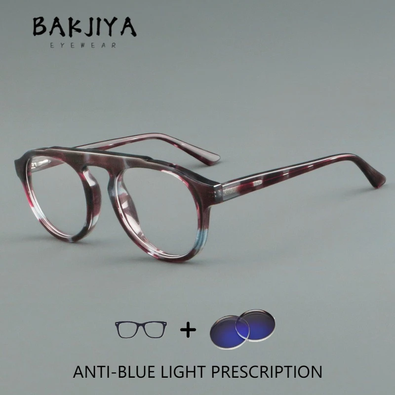 

Vintage High-quality Acetate Presbyopia Prescription Glasses Retro Pilot Oval Frame Men and Women Reading Anti-Blue Ray Glasses