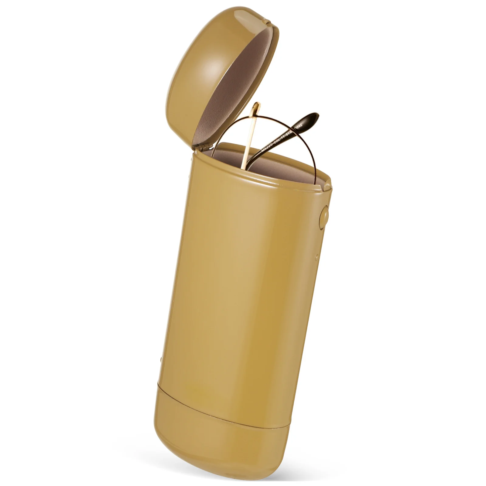 

Hard Metal Eyeglass Case Slim Cylindrical Design with Button Closure for Scratch Protection Travel Storage for Glasses