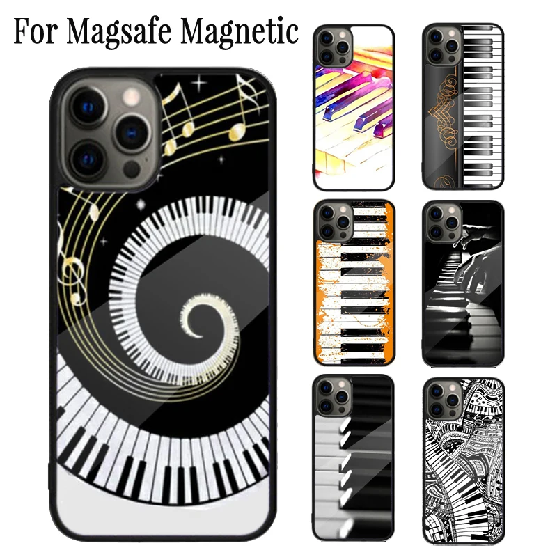 

Piano Keys Musical Magnetic Phone Case Coque For iPhone 16 15 14 Plus 13 12 Mini 11 Pro Max Magsafe Wireless Charging Cover
