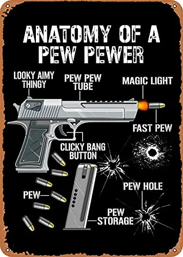 Gun Owner Graphic Vintage Look Metal Sign Patent Art Prints Retro Gift 8x12 Inch