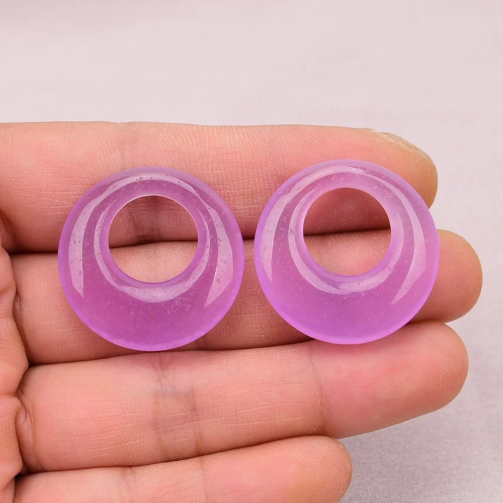 5 Pcs Lavender Purple Agate Circle Connector Rings Clasp Jewelry Finding DIY