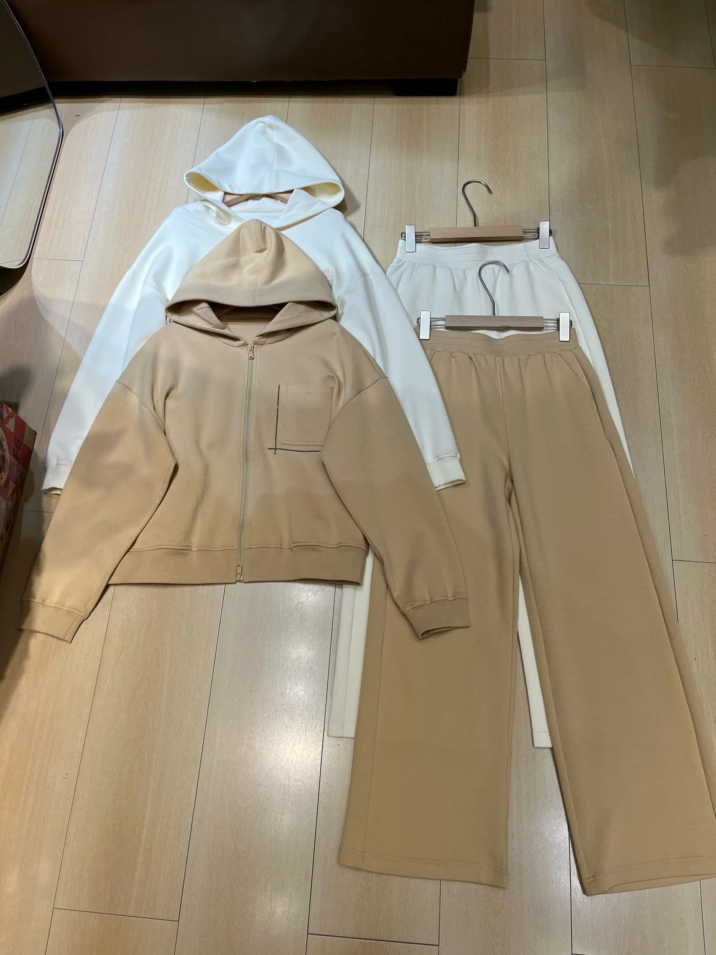 Zip Up Hoodie Wide Leg Sweatpants Matching Set Women Casual Loose Two Piece Loungewear Tracksuit