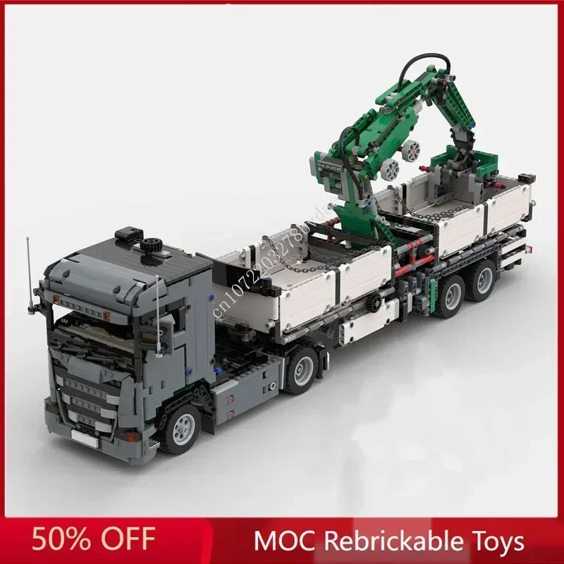 2368PCS MOC Building Block  Grab Crane Trailer Truck Technology Bricks DIY Assembled Model Originality Toys Kids Holiday Gifts