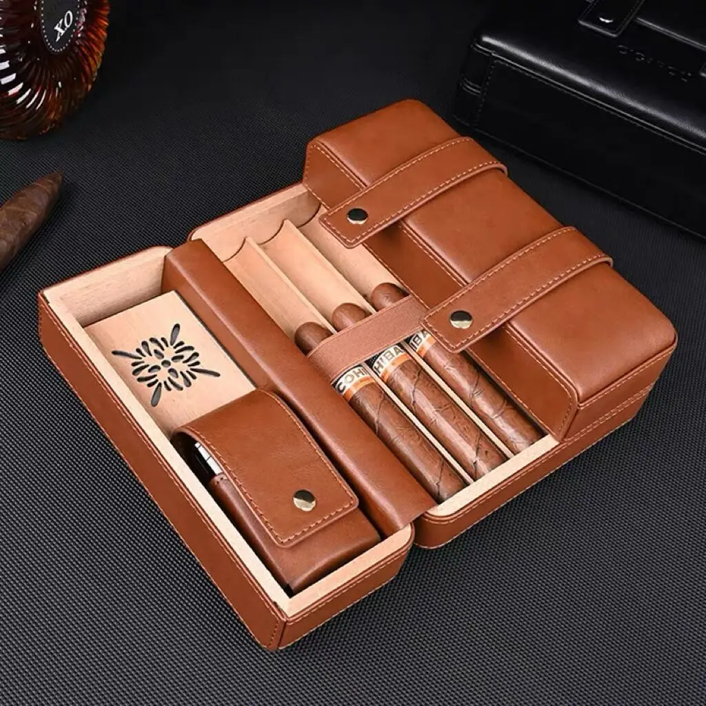 Portable Moisturizing Cigar Case Handbag, 7-Pack Cigar Handbag, Travel Portable Cigar Bag.