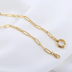 Anchor Adjuatable Clasp Necklace for Women 316L Stainless Steel 45cm Paperclip Chain ReaLong Link Collares