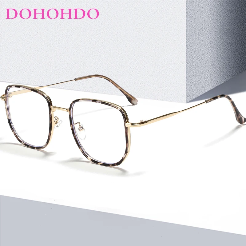 

DOHOHDO Fashion Large Frame Women Eyeglasses Polygonal Ultra-light Men's Eyewear Retro Anti Blue Light Goggles Computer Glasses