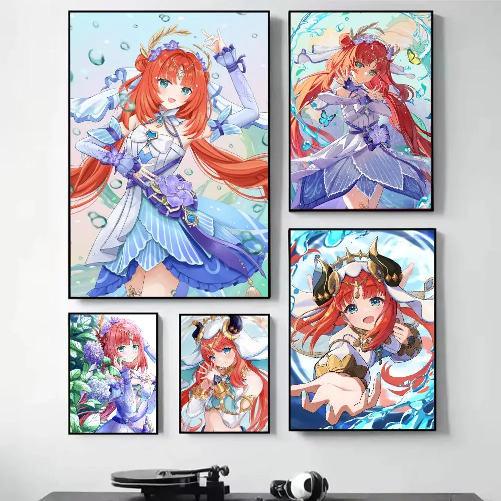 Nilou Genshin Impact Painting Calligraphy Self Adhesive Wall Art Waterproof Print For Bedroom Hallway Home Decor