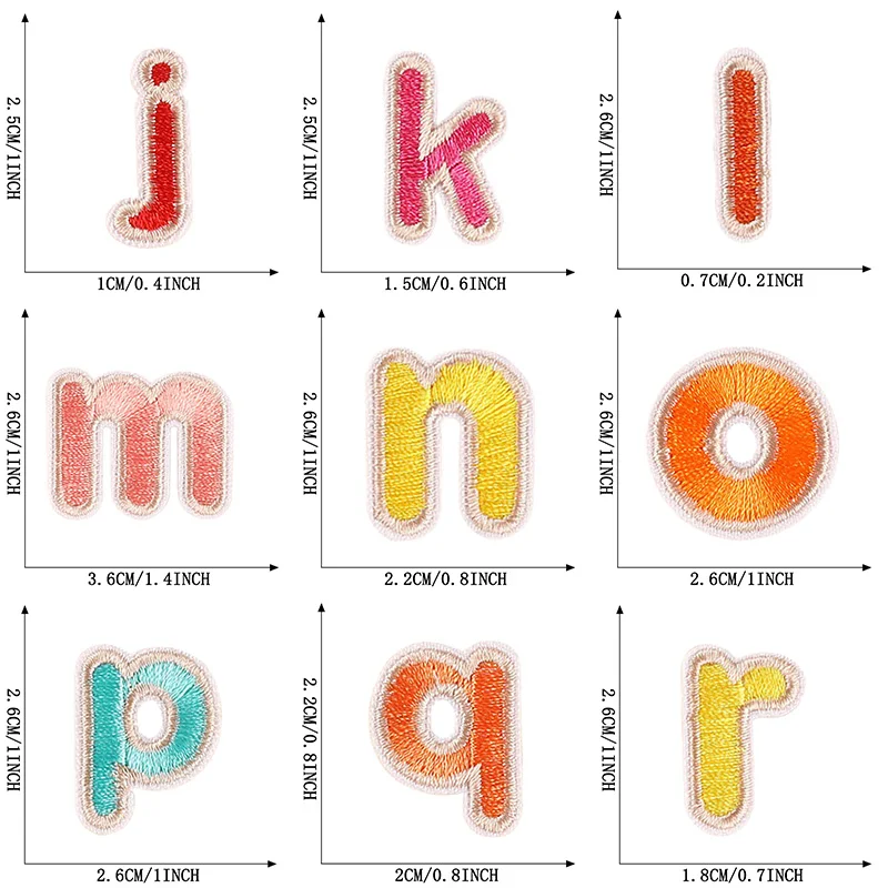 26/pcs/lot Stoffe Buchstaben Streifen Eisen auf Patch für Kleidung Kinder Baby Mini kleine nähen gestickte Alphabet Bulk Parches niedlichen Set – Detail 6