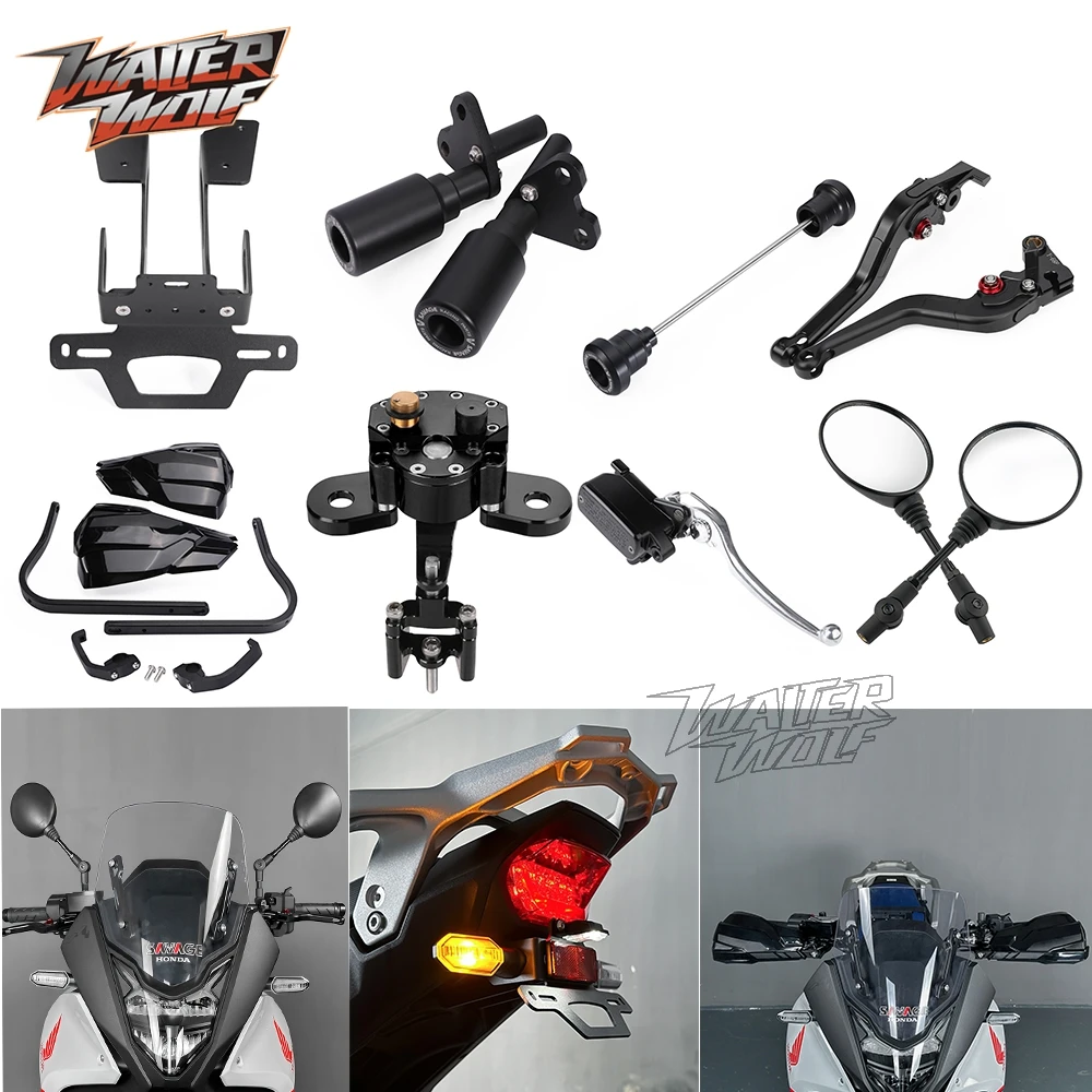 

Wheel Axle Frame Sliders Kickstand Handguard Mirror Lever License Plate Holder Turn Signal For Honda XL750 Transalp 750 Damper