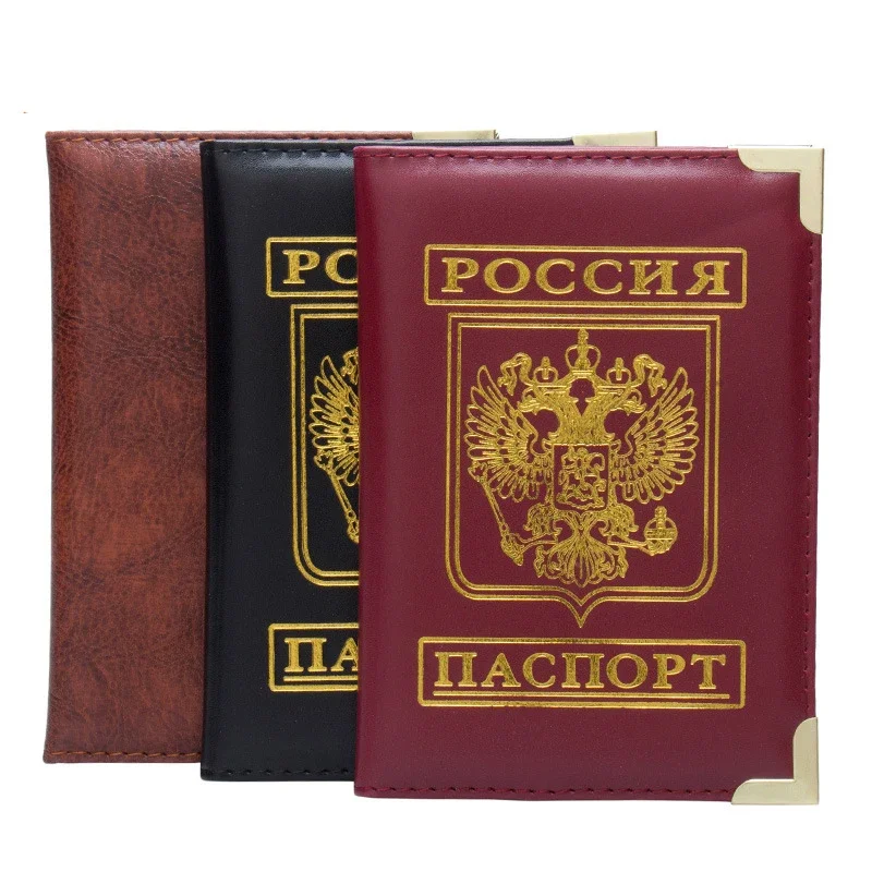 Russian Capa Passaporte Viagem обложка для паспорта Double-headed Eagle Passport Holder PU Leather Ticket Holder Multi-card