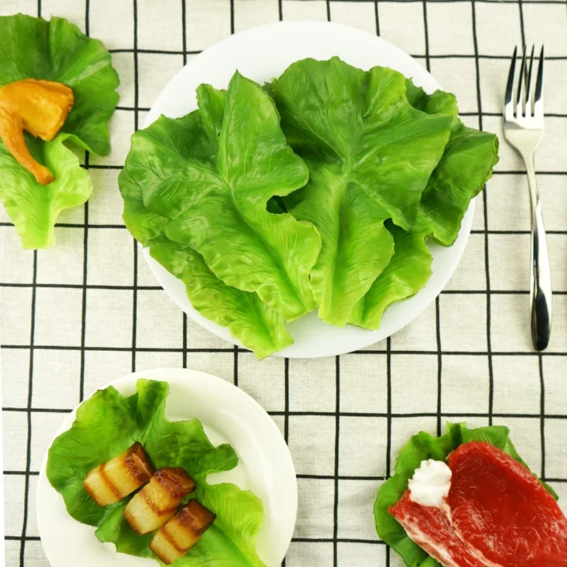 Artificial Vegetables Lettuce Fake Fruit Kitchen Soft PU Leaf Model Simulation Food Decoration  10 Pcs/lot