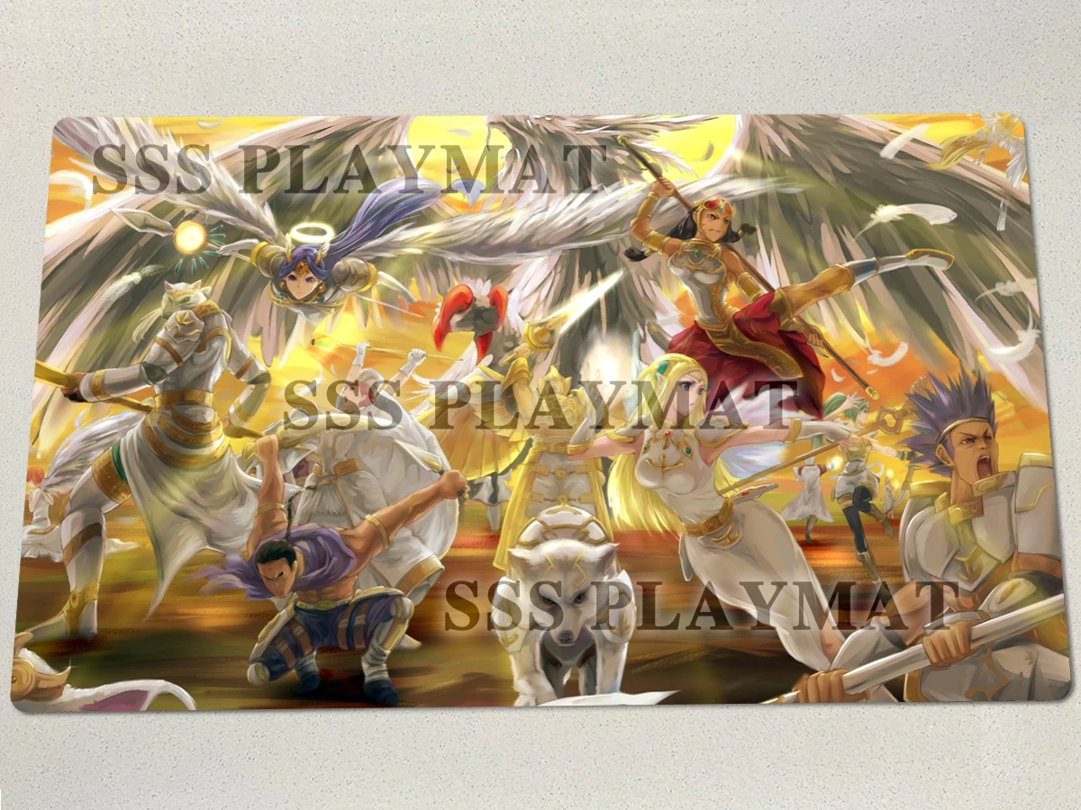 YuGiOh Minerva, Lightsworn Maiden Playmat Judgment Dragon TCG CCG Mat Board Game Trading Card Game Mat Rubber Mouse Pad Free Bag