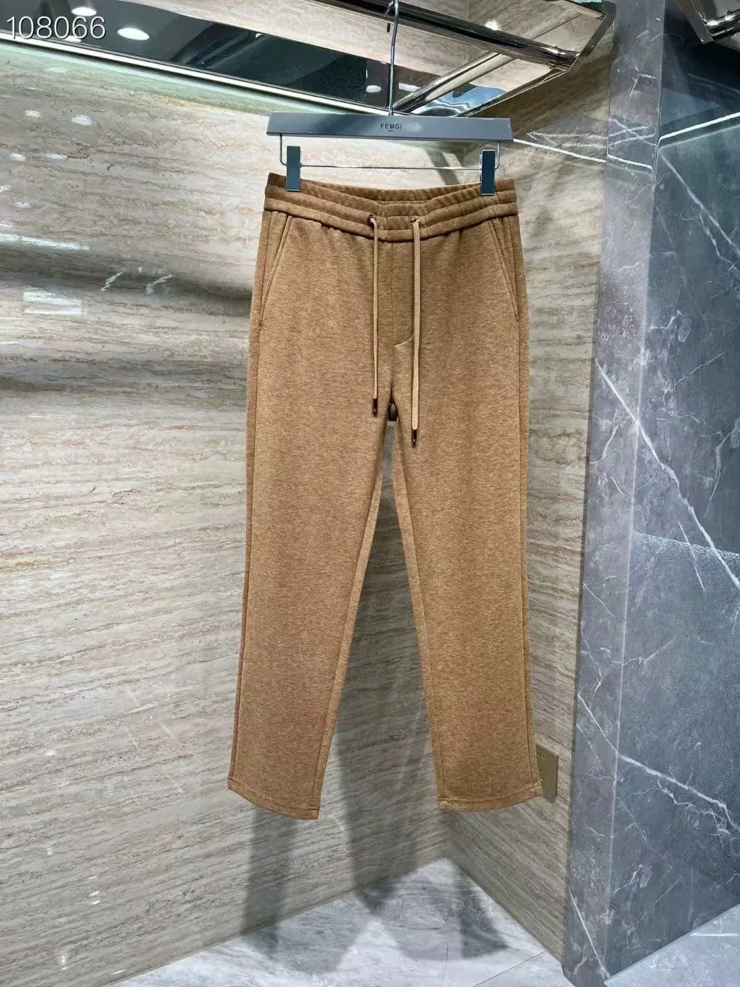 

Faionable Men's Casual Pants Autumn Winter New Sle Silk Wool ket Horizontal Stripes Straight Leg mid Waist Elastic Waist