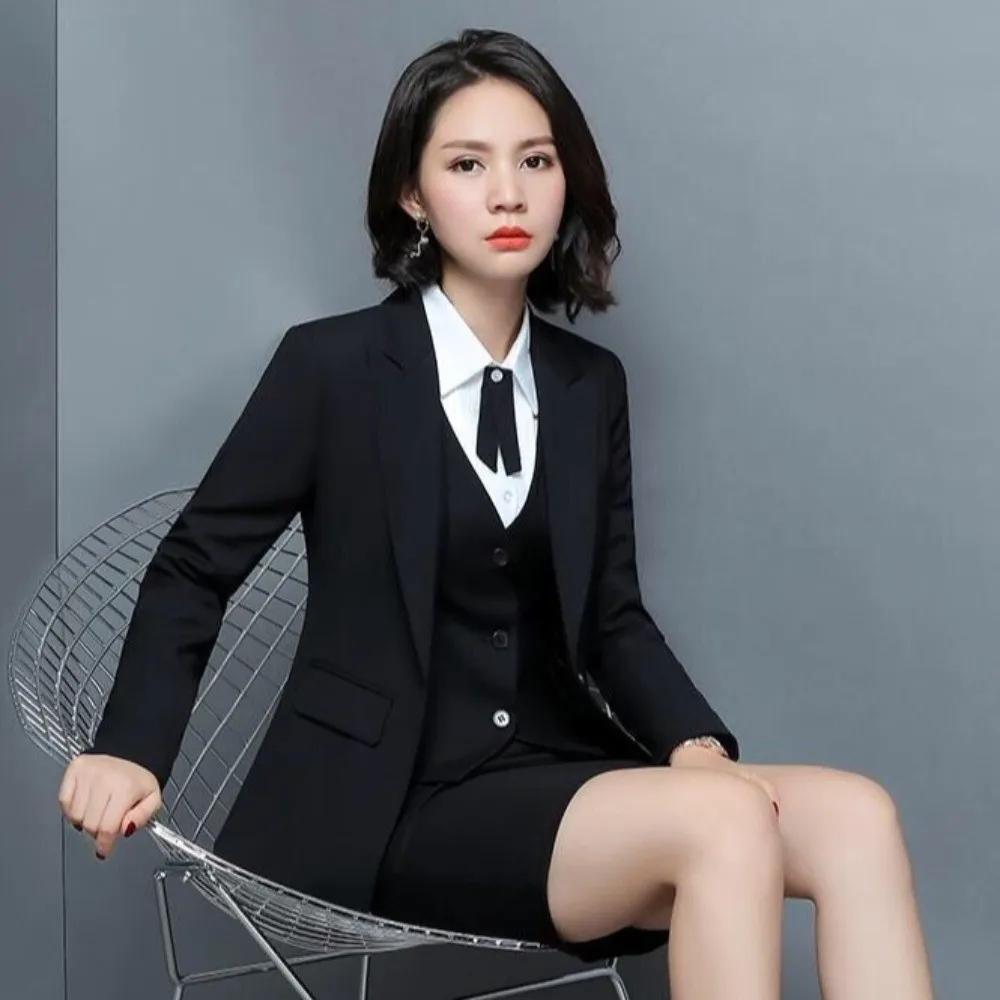 OL Fashion Business Vest Coat Plus Size V Neck Slim Fit Women Vest Solid Color Sleeveless Formal Office Ladies Vest Female