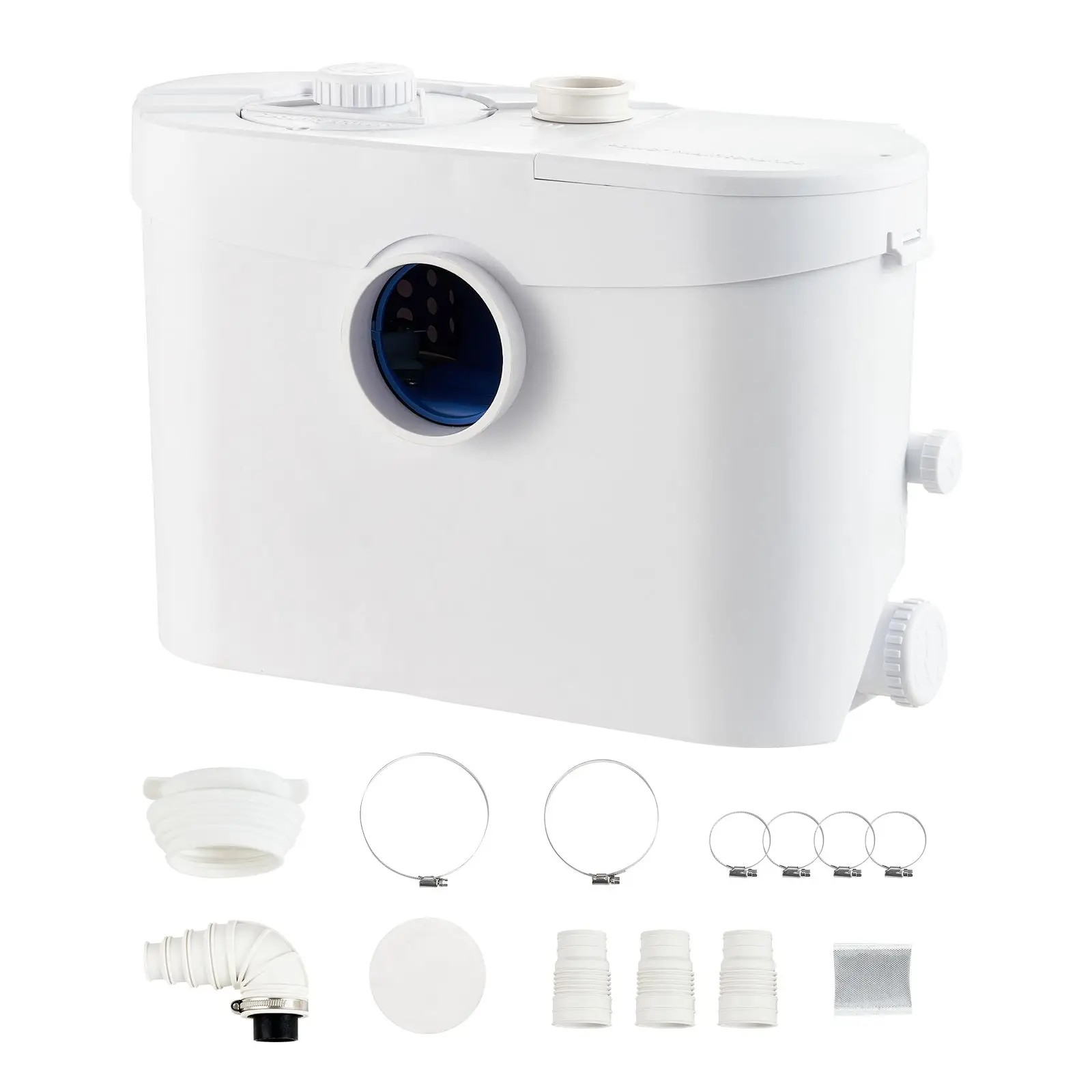 Macerator Pump, 700W, 9600 L/h Flow, 32.8 ft/10 m Head, Sewerage Sump with 3 Water Inlets for Toilet, Basement, Kitchen, Sink