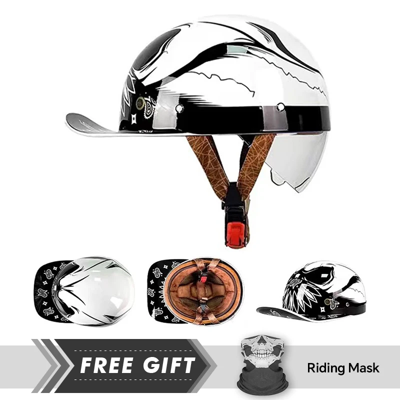 

Half Face Helmet Comfortable Ventilation Motorcycle Helmets Safety Riding DOT Low Profile Half Helmet Baseball Cap Half Helmet