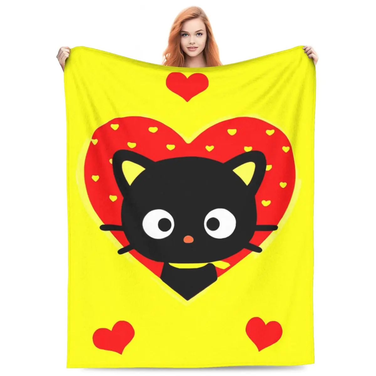 

Sanrio Chocochat Heart Blanket Warm Fluffy Plush Throw Blanket For Couch Chair Decorative Flannel Bedspread Bed Cover