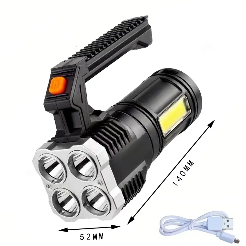 LED flashlight USB charging, COB Side Lights, Portable Handheld Torch for Emergencies Rechargeable Flashlight