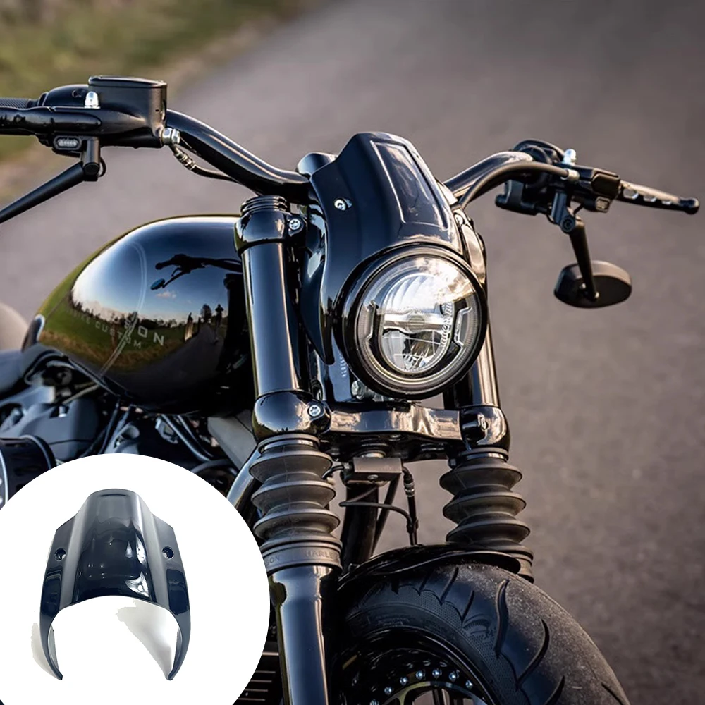 Motorcycle Gloss Black Front Mask Headlight Fairing Cover ABS For Harley Softail Street Bob Breakout 2018-2022
