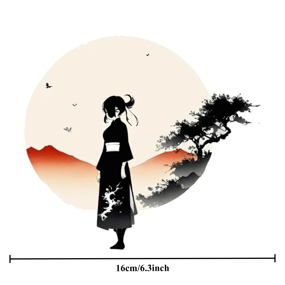 Japanese Ink Style Kimono Girl Vinyl Sticker Scratch Cover Decal for Laptop RV Bumper Anime Otaku Cute Car Sticker