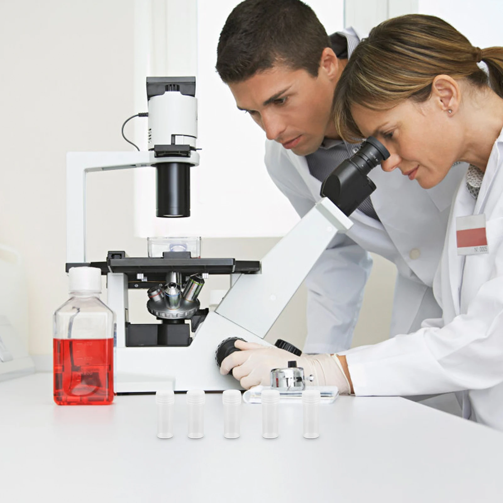 

60 Pcs Sample Tube with Cover Plastic Vial Tubes Lab Test Marks Frosted Educational Laboratory Graduated