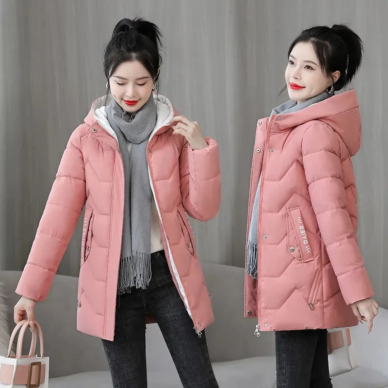 2025年冬新作 レディース パーカー フード付きコート カジュアル スリム ロング丈 カジュアルジャケット 女性用ジャケット 中綿入り 暖かいアウター