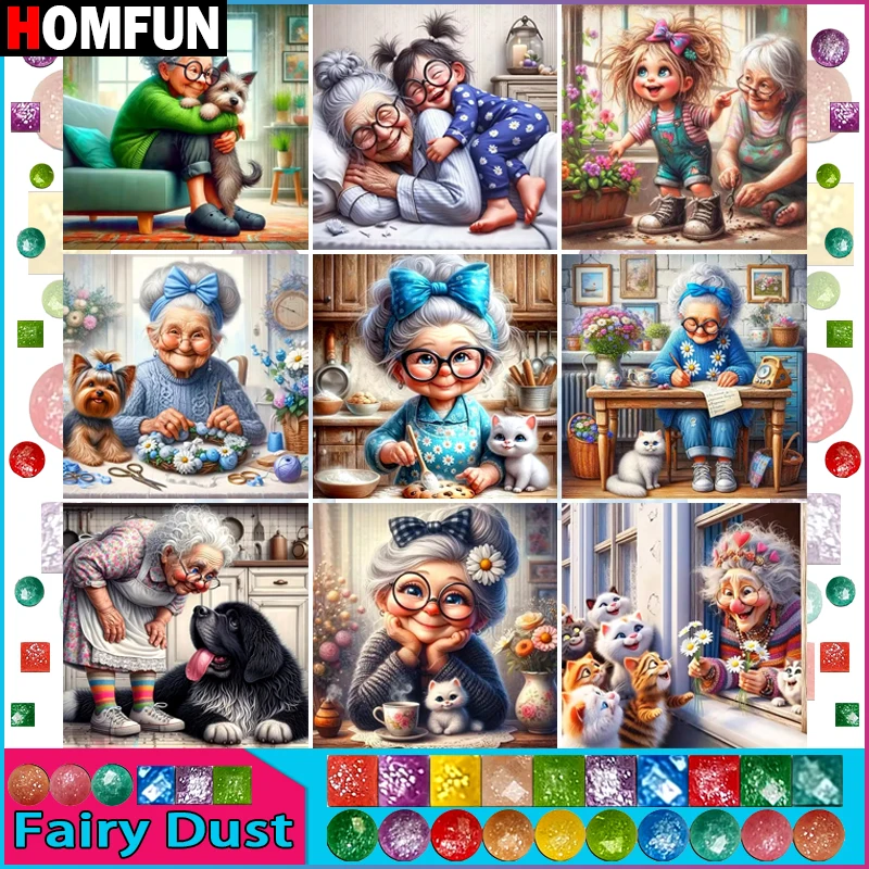 

HOMFUN Fairy Dust Diamond Painting Full Square/Round Drill 5D DIY "Portrait Woman Girl" Daimond Embroidery Rhinestone Decor