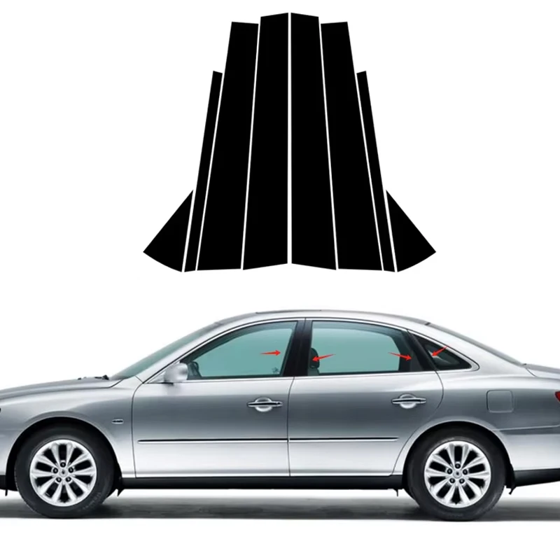 

8Pcs Car Door Window Pillar Center Post Trim Stickers For Hyundai Grandeur Azera TG 2006-2010 2008 2009 Auto Styling Accessories