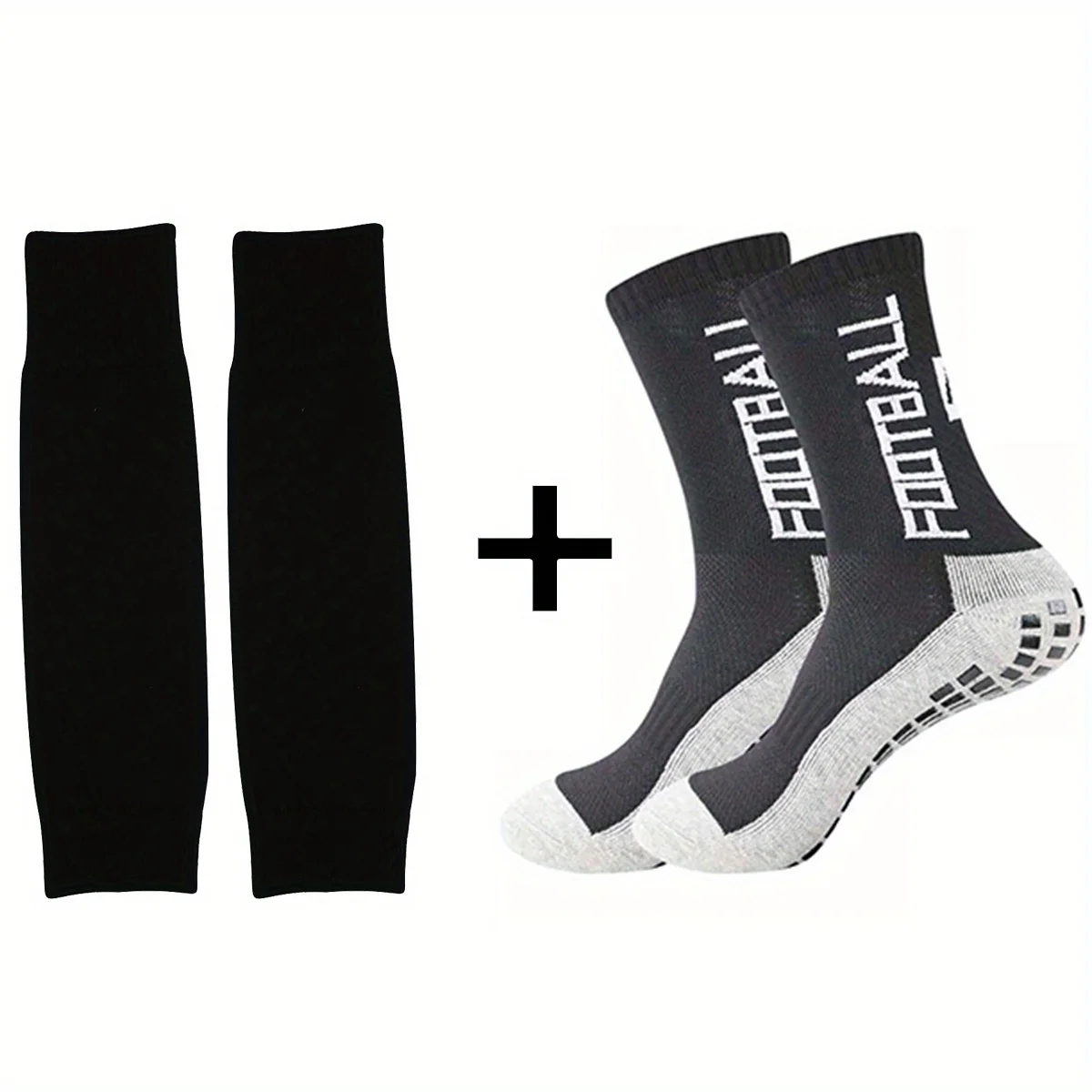 مجموعة تدريب كرة القدم المضادة للانزلاق مكونة من قطعتين مع جوارب متعددة الألوان وواقي للساق، لاصق غير قابل للانزلاق