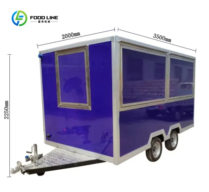 Group Fully Kitchen Equipment Mobile Food Truck Used  Concession Trailer with Service Window Range Hood
