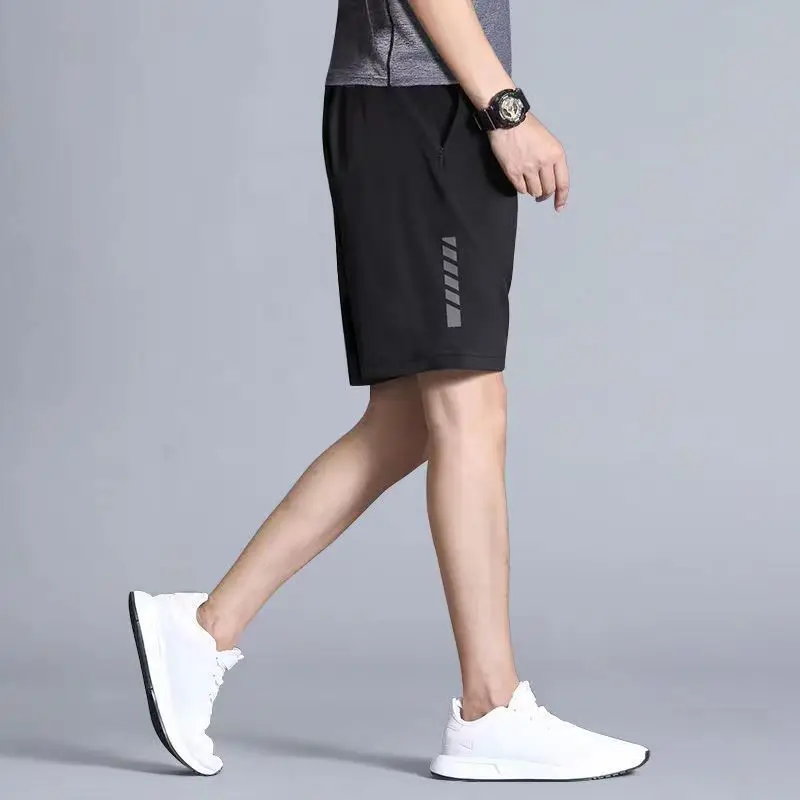 SONECHOKI Running Shorts Men Striped Printing Loose Basketball Sport Gym Breathable Shorts Fitness Training Workout Bottom Male image 2