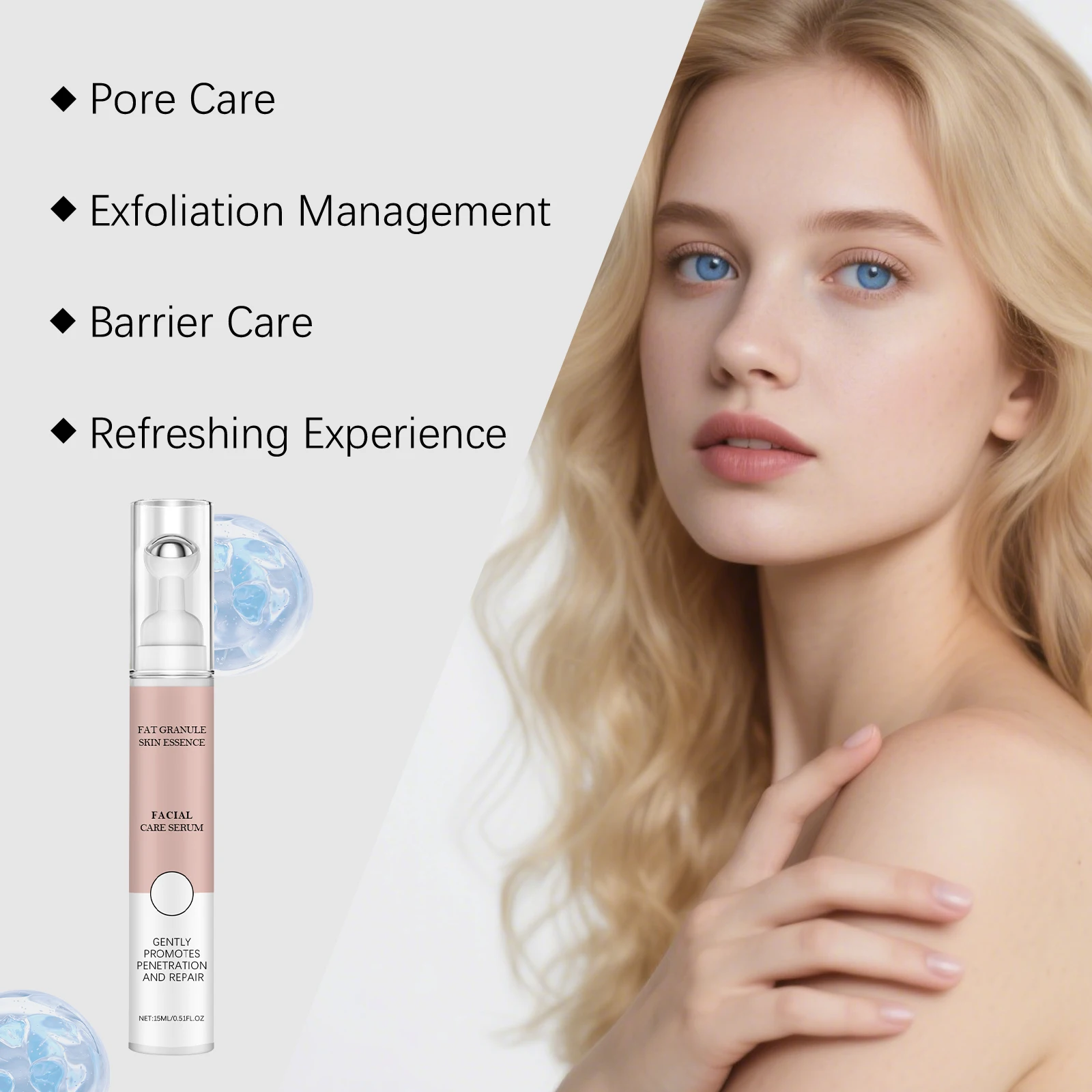 تنظيف بشرة الوجه، جوهر رول أون، منقي، ترطيب، تنظيف المسام، إزالة الرؤوس السوداء، السيطرة على الزيوت، مصل العناية بالوجه