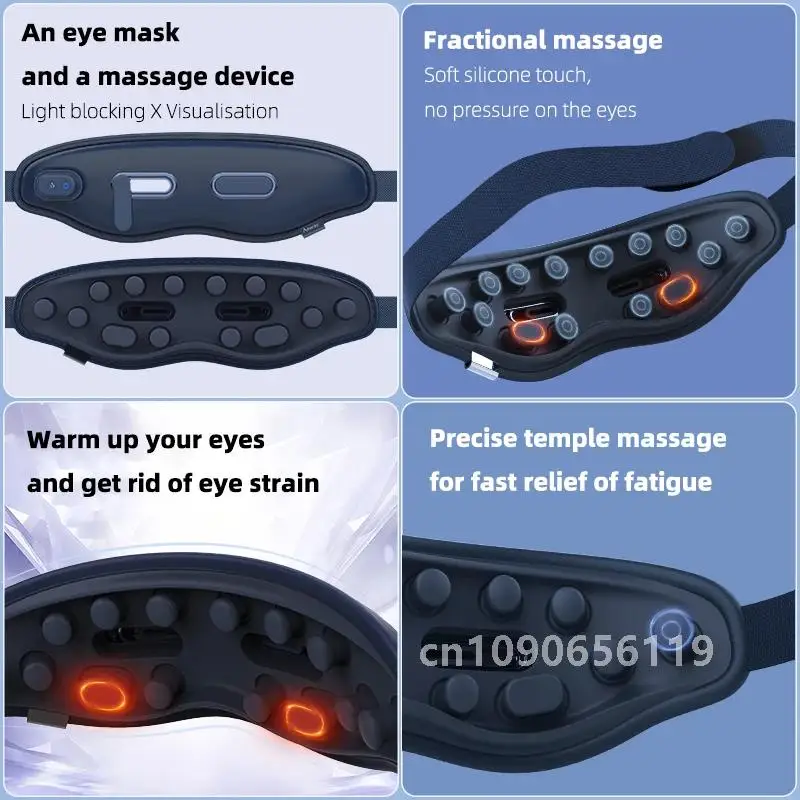 Smart Eye Massager Rechargeable Heated Eye Massage Instrument Massage Eyes Device Vibratable Reduce Eye Strain Improve Sleep