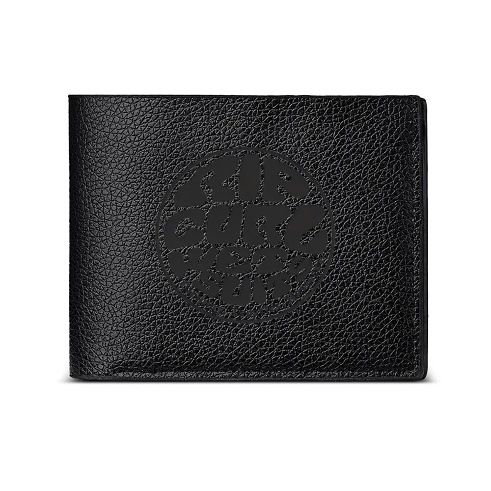 Circular Embossed Design Men's Wallet Card Holder Casual Business Fashion Style Elegant Black Finish Modern Minimalist Look