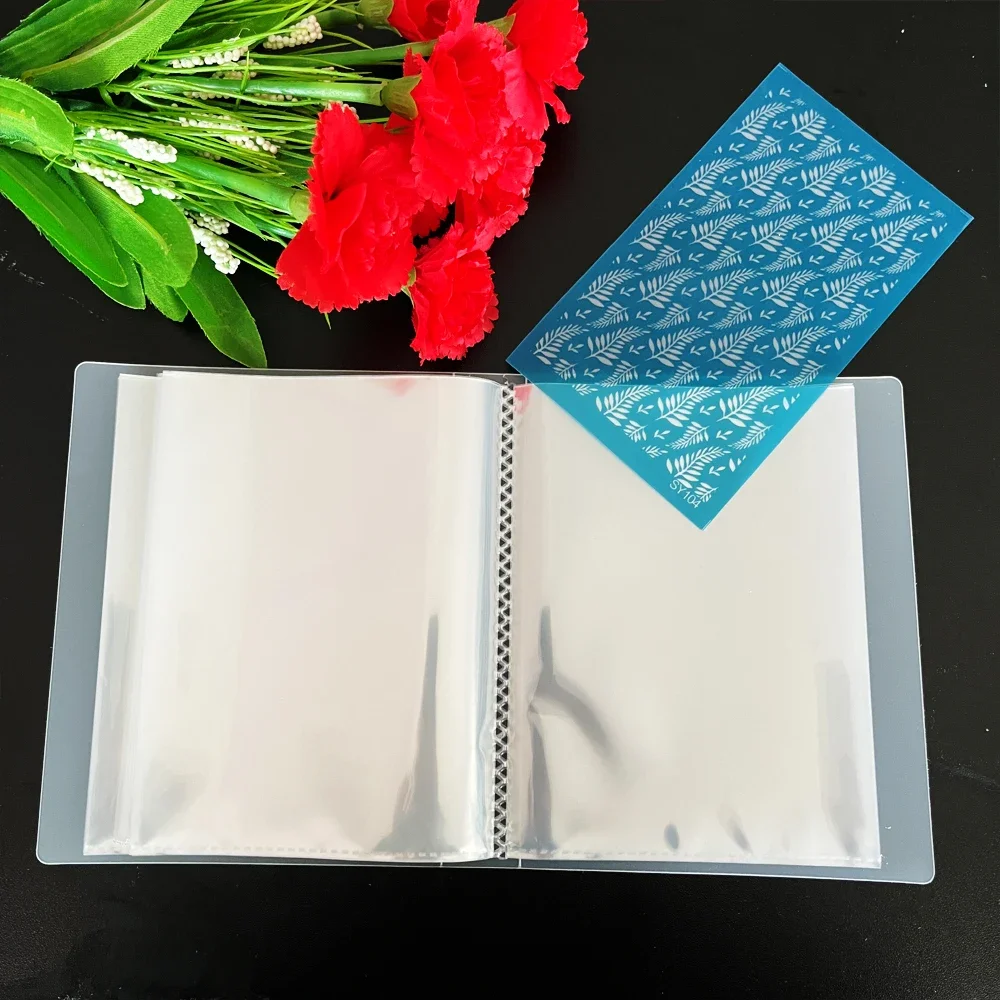 40Pockets Folder Book with Plastic Sleeves, Presentation Book for Silk Screen Stencil for Polymer Clay Storage Booklet Stamp
