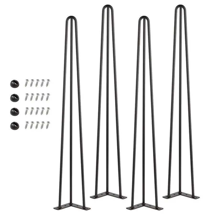 

30 Inch Hairpin Table Legs Set of 4, 3 Rods Heavy Duty DIY Furniture Legs for Dining Desk, Counter, Bar Height Table, Bench, 3 8