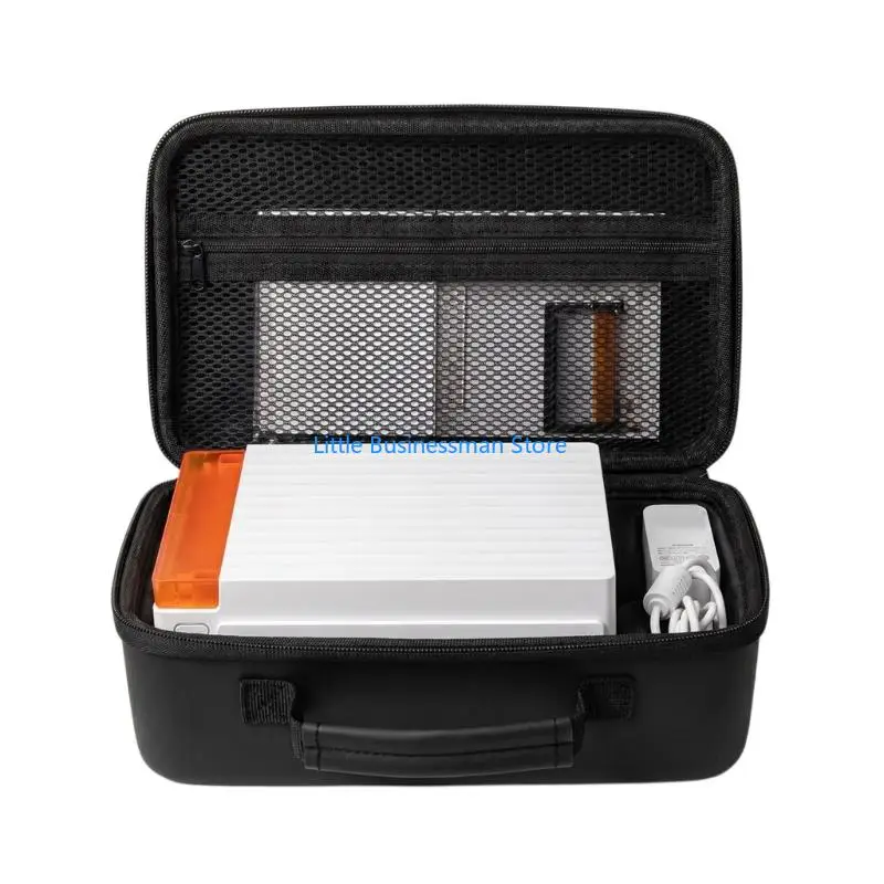 Hard Shell Photo Printer Storage Bag With Molded Interior, Top Handle and Lid Pocket for Paper, Ribbon and Cable Carry During