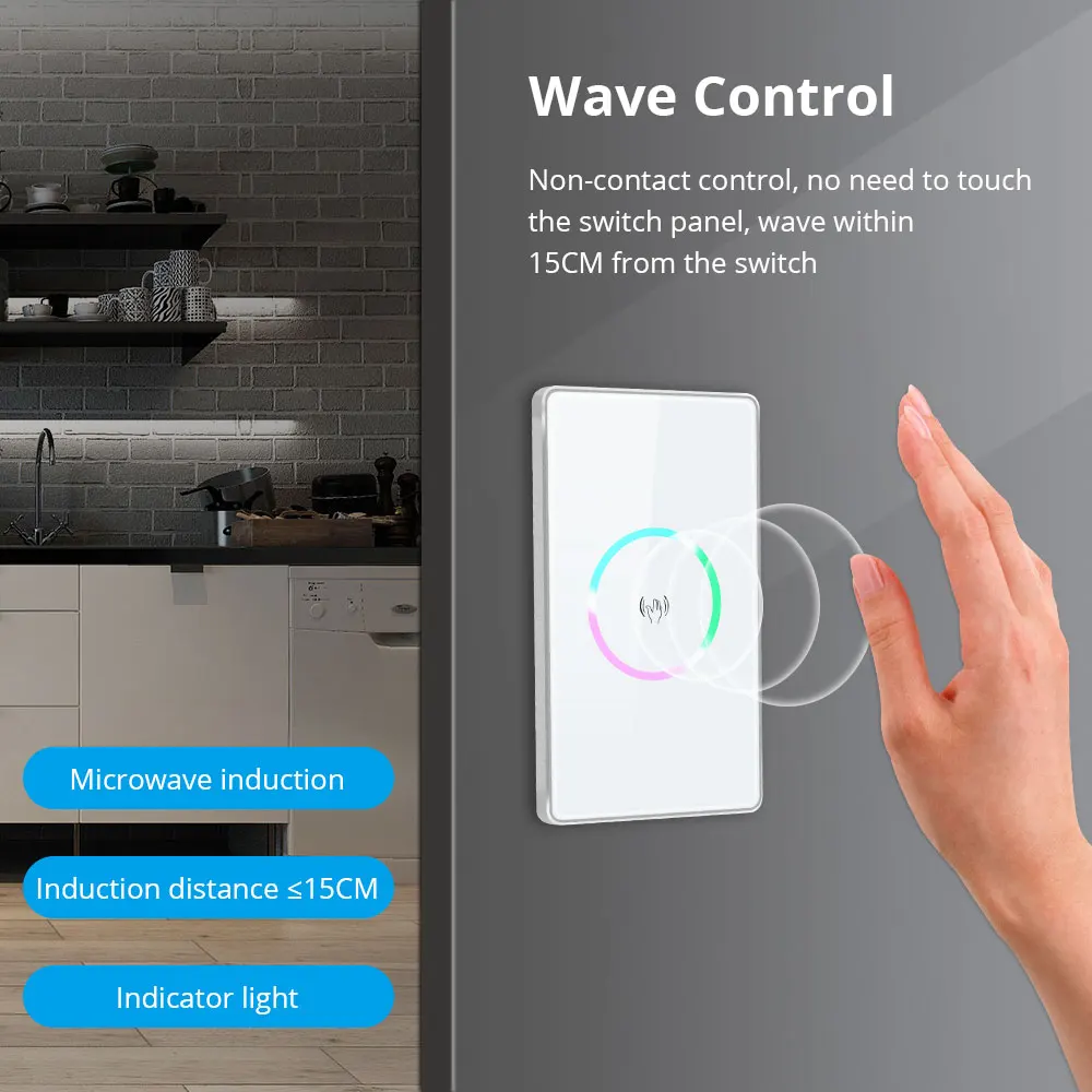 Zemismart Zigbee Smart Wave Switch US Wall Light Interruptor SmartThings Tuya Alexa Google Home Voice Control