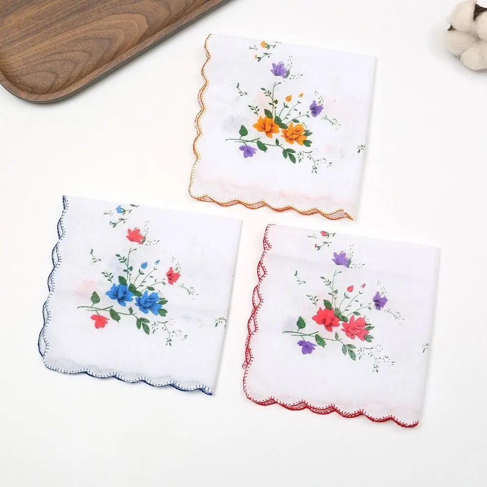 28cm Size Cotton Handkerchiefs Pure Cotton Tooth Edge Trim Tooth Edge Handkerchiefs 12 Pack Sweat Wipe Function