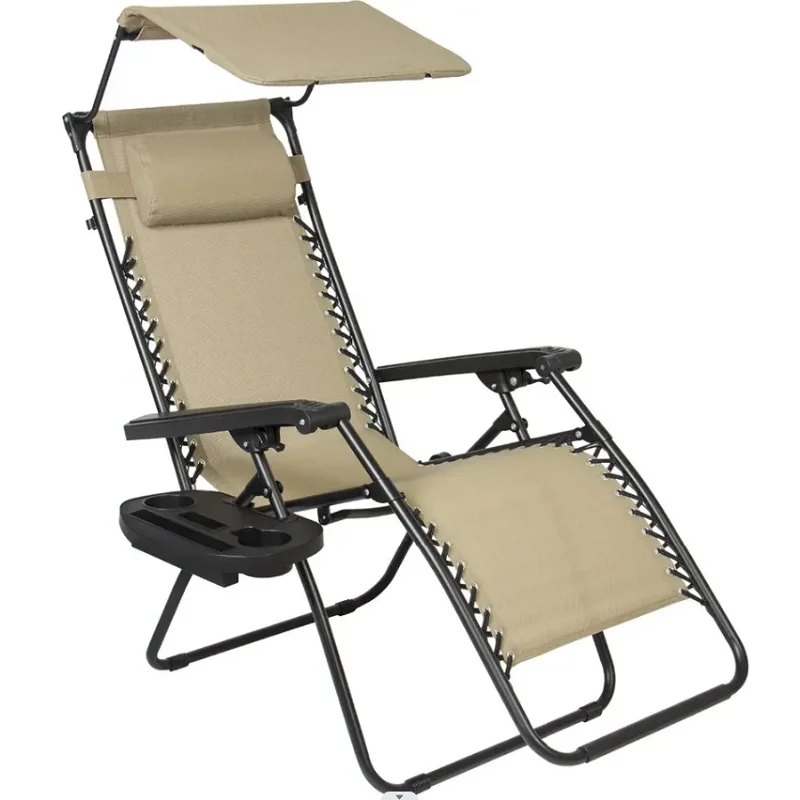 Stuhl Zero Gravity Canopy Shade Lounge Chair Getränkehalter Terrasse Outdoor Garten