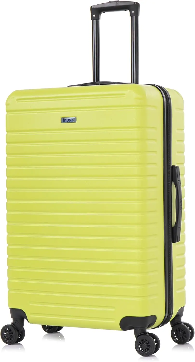 

28 Inch Large Hardside Luggage with GEL Handle, Dual Spinner Wheels, and Studs | Spacious Travel Suitcase in Green